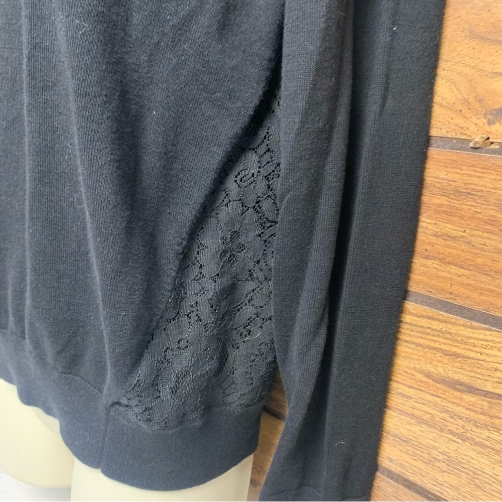 Banana Republic black lace back sweater size small long sleeve V neck - Picture 4 of 7